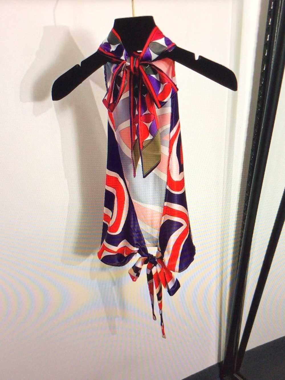 Emilio Pucci Bold Abstract Silk Top and Skirt Set - Red Multi - Picture 3 of 8